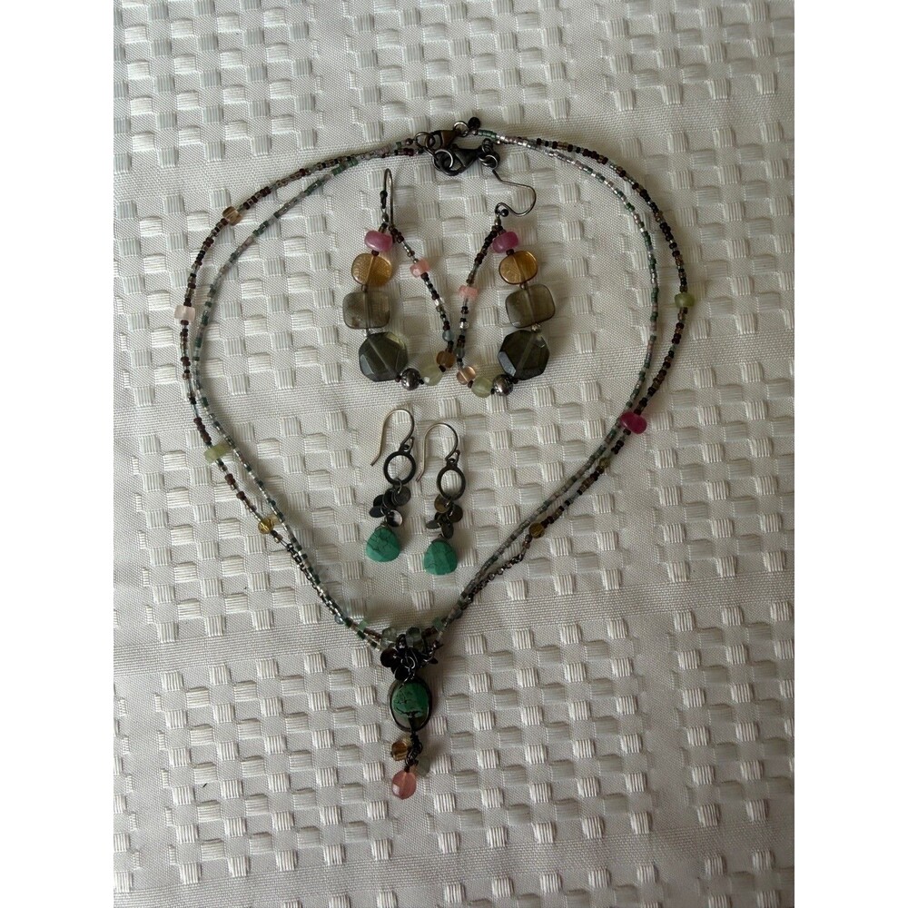 Silpada Sterling Silver .925 2 Necklaces 2 Earrings Precious Stones